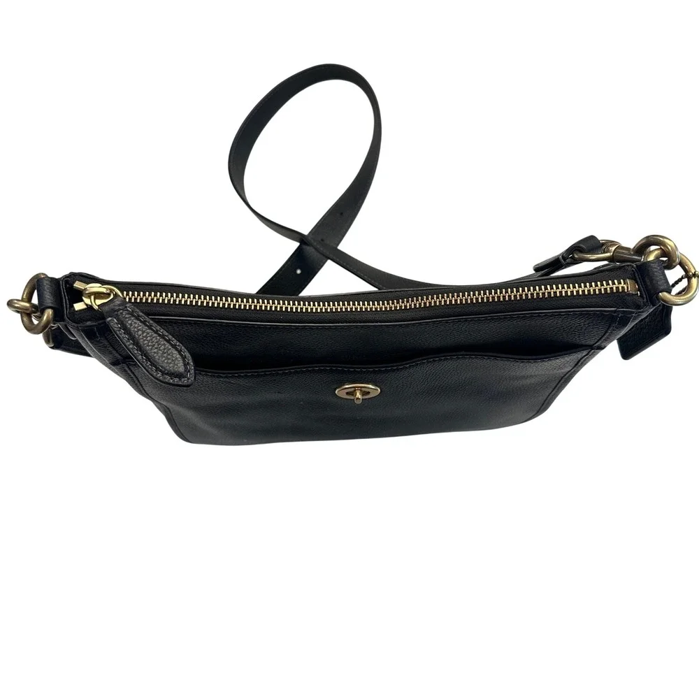 Coach Small Black Pebble Leather Chaise Crossbody Bag